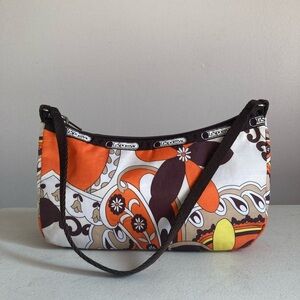 LeSportsac Women's Shoulder Bag - Orange, Brown, and White Floral